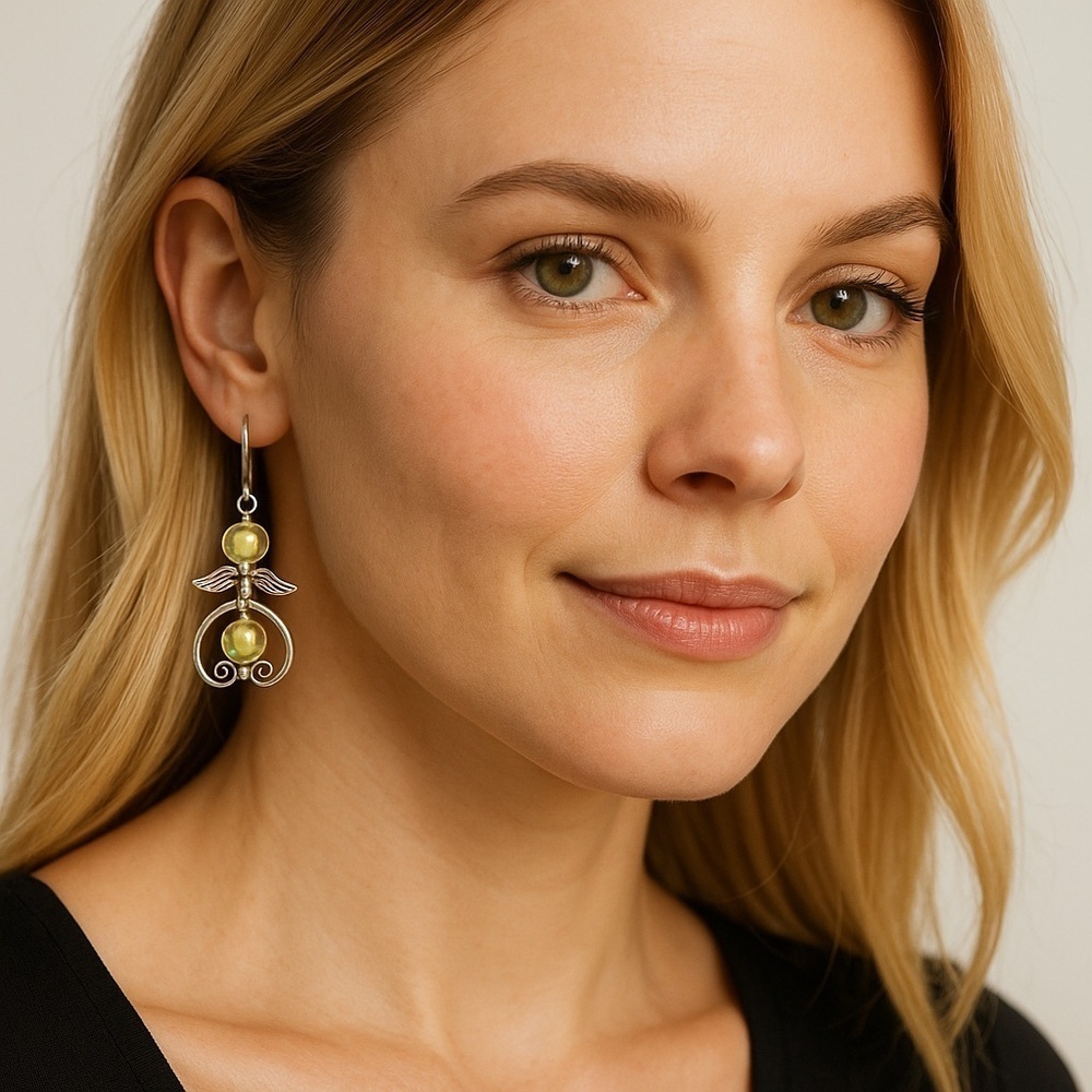 Handmade Angel Drop Earrings – Stainless Steel Hooks – Dangle Style New With Tag